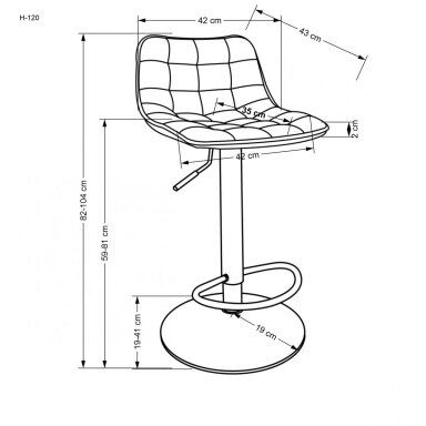 H120 pilka baro kėdė