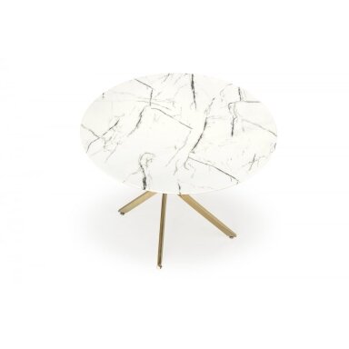 RAYMOND 2 apvalus balto marmuro valgomojo stalas